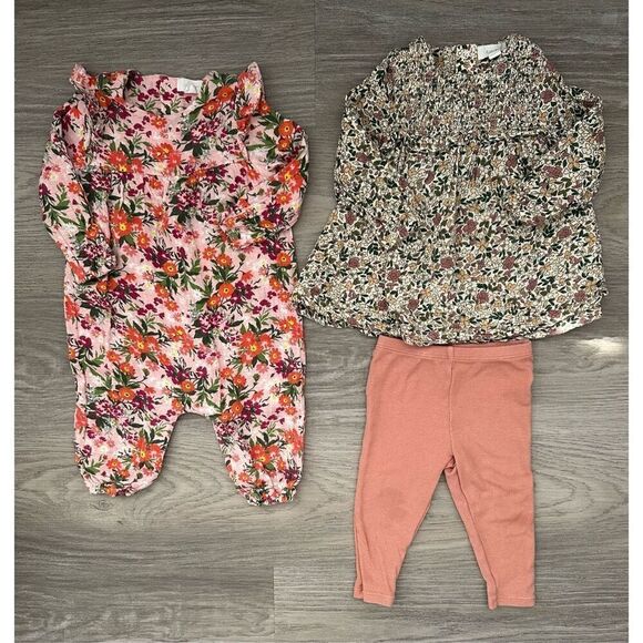 Angel Dear 6-12 Months Floral Baby Girl Bundle (Jumpsuit and Tunic with pants) - Picture 1 of 8
